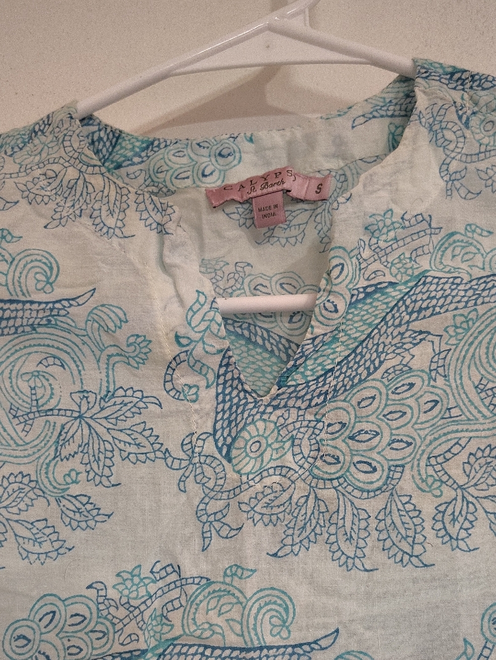 Calypso St. Barth Girls White & Blue Paisley Tunic - Picture 3 of 7